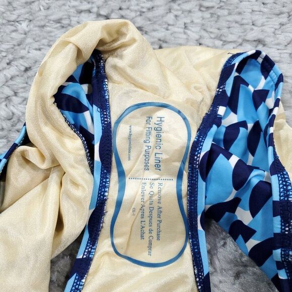 Eloquii High Waisted Bikini Bottom Button Detail Blue White Geometric Size 22W - Picture 5 of 5